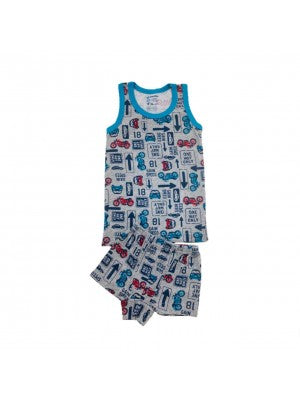 Boys' Printed Strap Set With Shorts