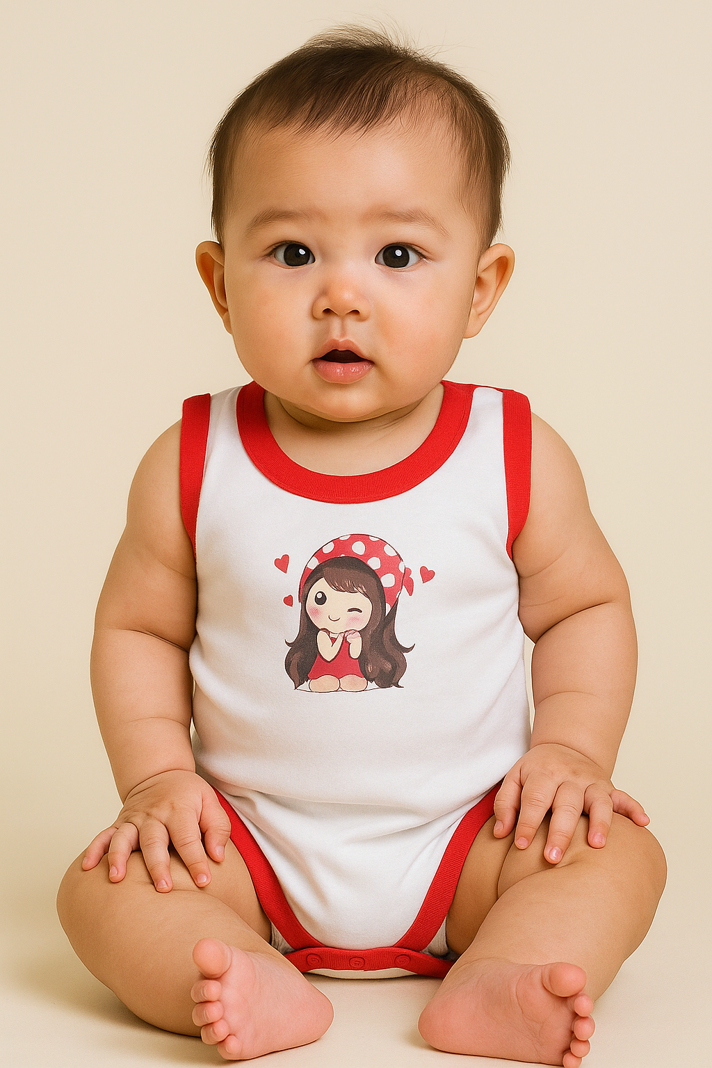 Sleeveless Salopette With Badge And Colorful Ribbon